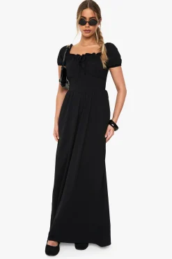 Robe de laitière en coton à manches bouffantes