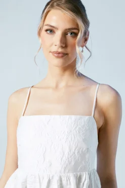Robe de Mariée Babydoll à Bretelles Fines en Jacquard
