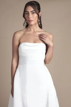 Robe de Mariée Bustier Bandeau Ligne A en Satin