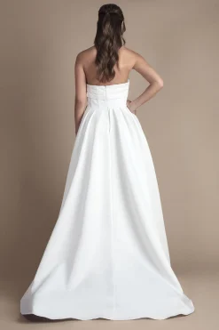 Robe de Mariée Bustier Bandeau Ligne A en Satin