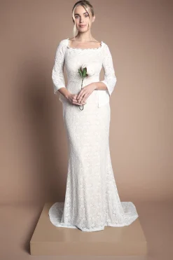 Coast Robe De Mariée Honoured Petite À Épaules Dénudées Bardot Bohème En Dentelle Coupe Sirène<Femme Satin Et Dentelle|Robes Bohème