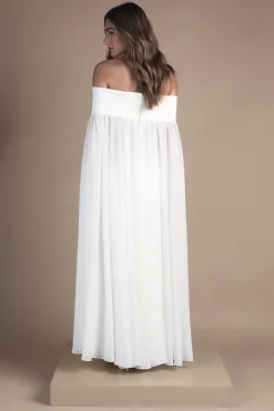 Robe de Mariée Colonne Bardot à Cape en Sergé