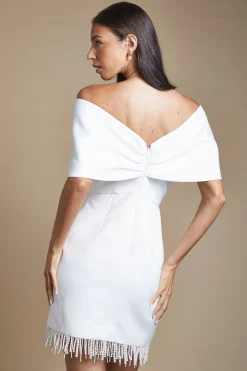 Robe De Mariée Courte Avec Détail Nœud Et Finitions Perlées