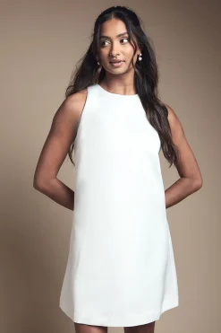 Robe de Mariée Courte en Satin Structurée avec Nœud