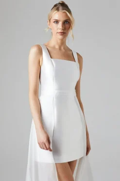 Robe de Mariée Courte en Sergé avec Jupe en Organza