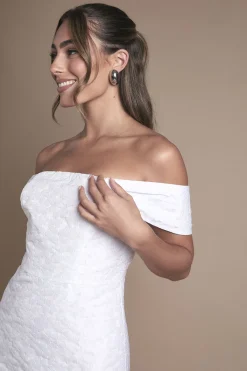 Oasis Robe de Mariée Courte Jacquard à Épaules Dénudées<Femme Robes|Toutes Les Robes