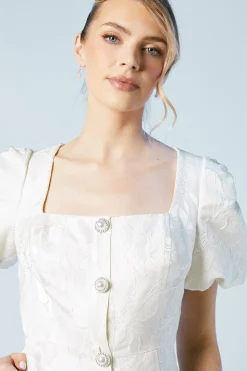 Coast Robe de Mariée Courte à Manches Bouffantes et Boutons Bijoux<Femme Robes|Toutes Les Robes