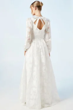 Coast Robe de Mariée à Décolleté Plongeant en Organza Jacquard avec Manches Bouffantes<Femme Toutes Les Robes|Robes Longues