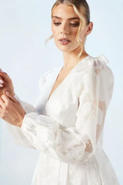 Coast Robe de Mariée à Décolleté Plongeant en Organza Jacquard avec Manches Bouffantes<Femme Toutes Les Robes|Robes Longues