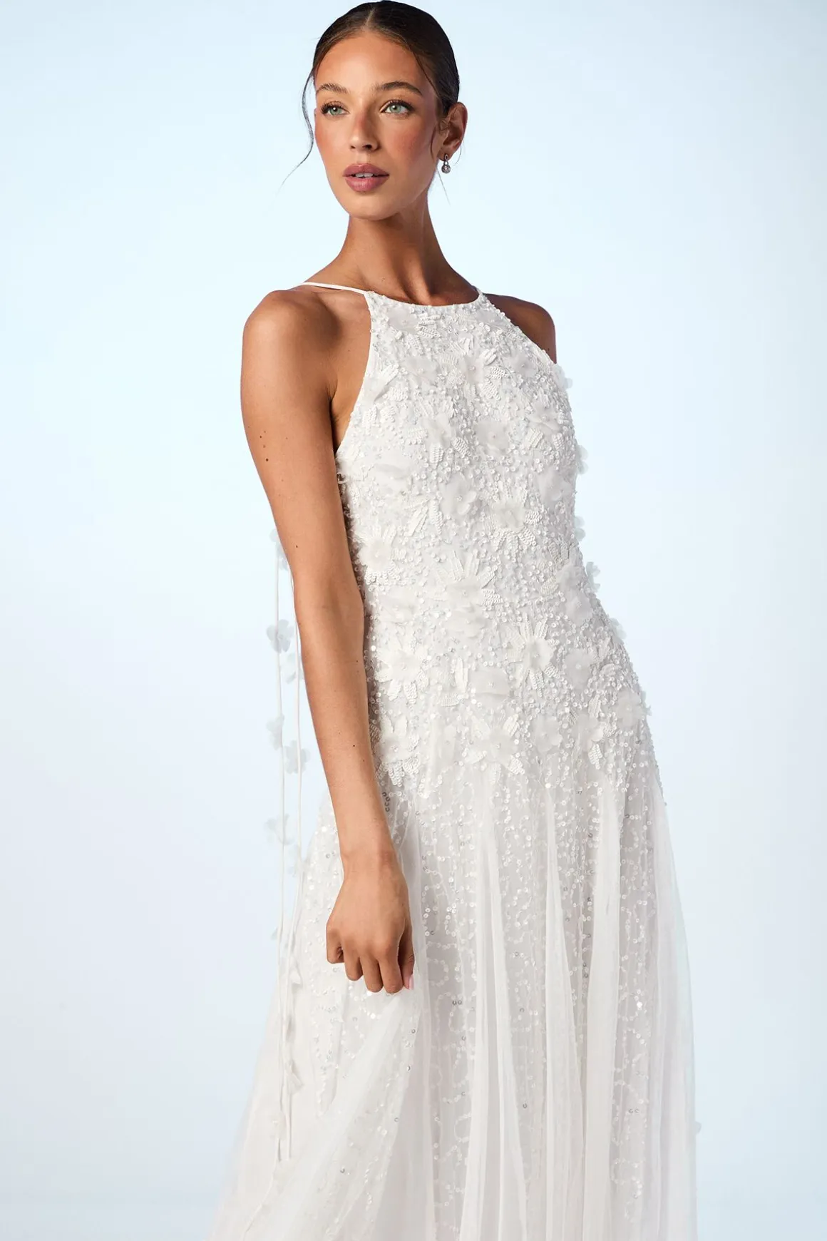 Robe de Mariée en Tulle à Ornements Floraux