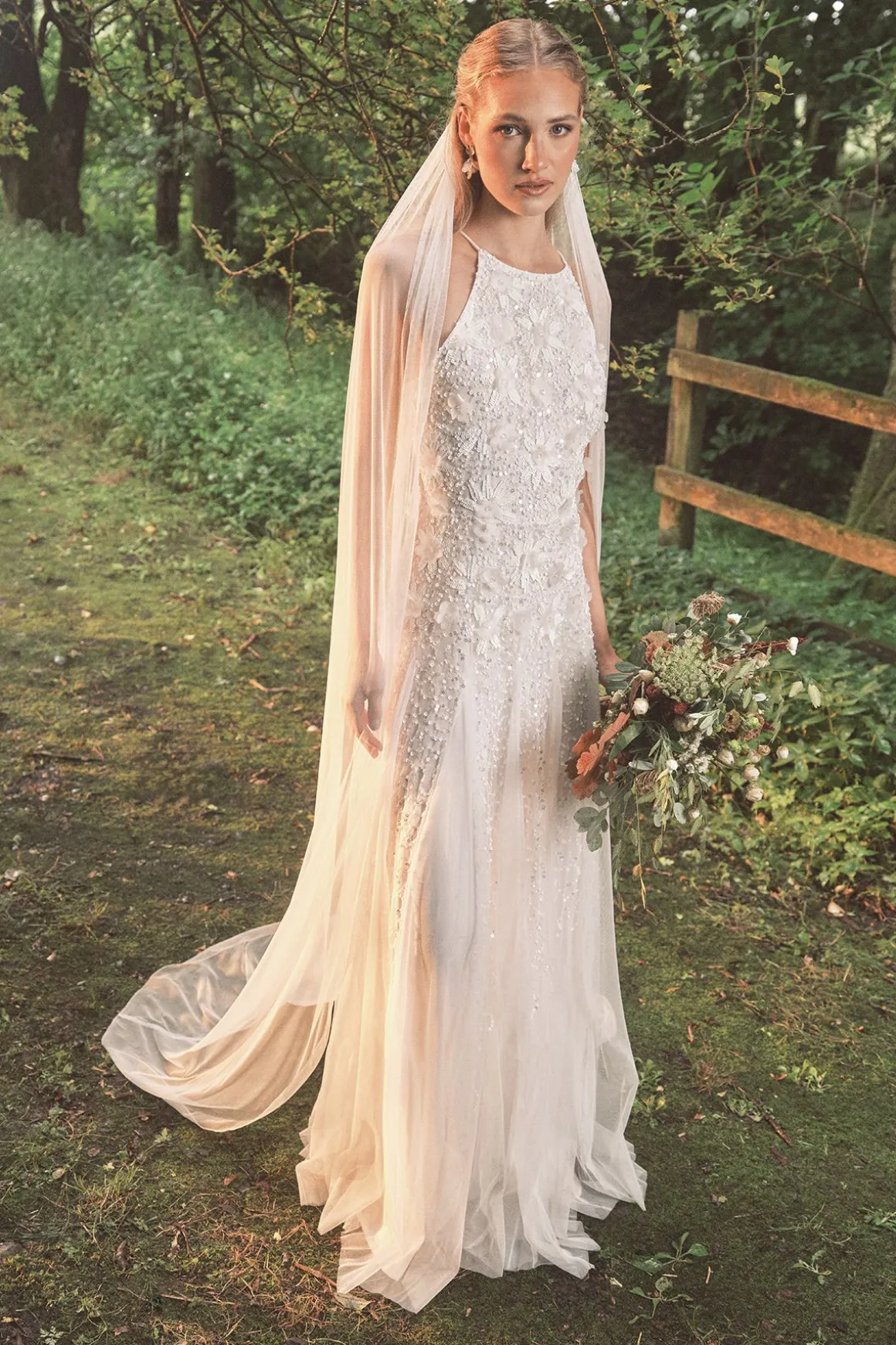 Robe de Mariée en Tulle à Ornements Floraux