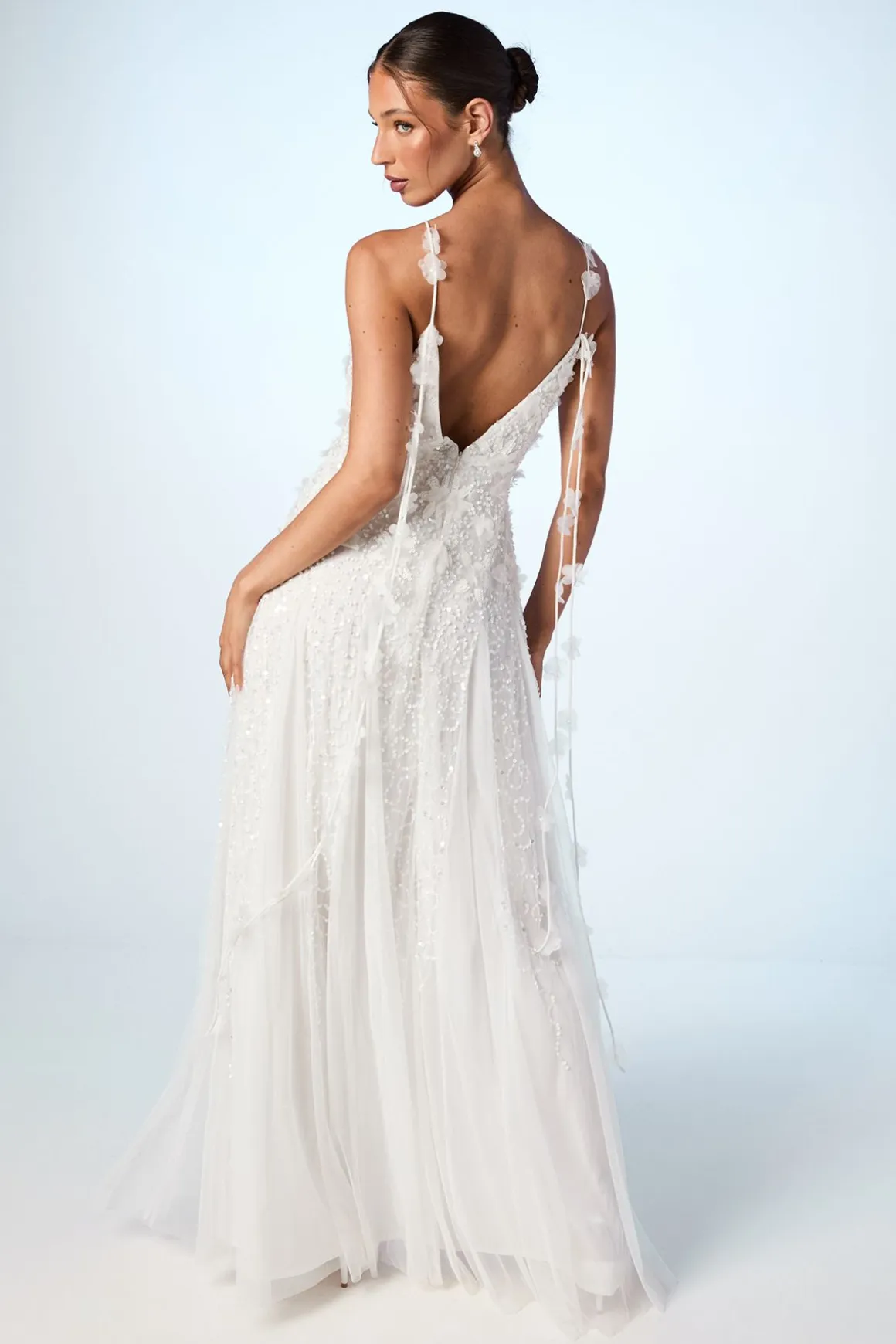 Robe de Mariée en Tulle à Ornements Floraux