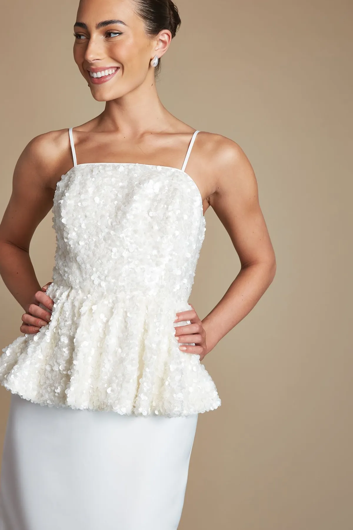 Coast Robe De Mariée À Jupe Crayon Et Haut À Sequins<Femme Robes|Robes Longues