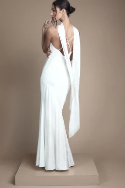 Oasis Robe de Mariée Longue à Col V avec Bretelles et Foulard<Femme Toutes Les Robes|Robe Satin