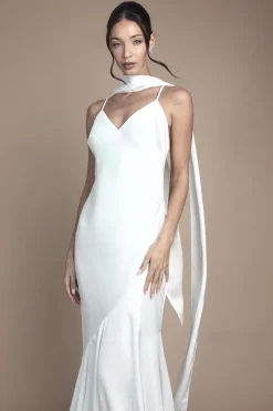 Oasis Robe de Mariée Longue à Col V avec Bretelles et Foulard<Femme Toutes Les Robes|Robe Satin