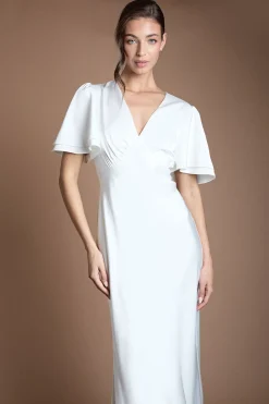 Oasis Robe De Mariée Longue À Décolleté Plongeant Et Manches Évasées<Femme Toutes Les Robes|Robe Satin