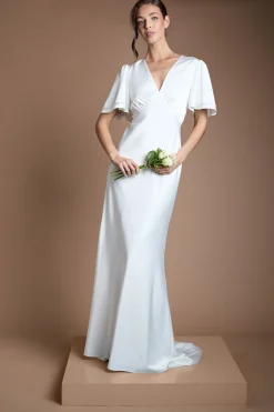 Oasis Robe De Mariée Longue À Décolleté Plongeant Et Manches Évasées<Femme Toutes Les Robes|Robe Satin