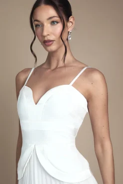 Robe de Mariée Longue en Crêpe à Bretelles