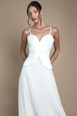 Robe de Mariée Longue en Crêpe à Bretelles