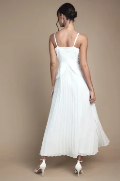 Robe de Mariée Longue en Crêpe à Bretelles