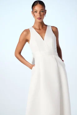 Coast Robe de Mariée Longue en Satin avec Décolleté Plongeant en V et Nœud au Dos<Femme Satin Et Dentelle|Robes