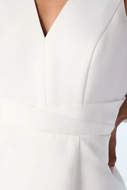 Coast Robe de Mariée Longue en Satin avec Décolleté Plongeant en V et Nœud au Dos<Femme Satin Et Dentelle|Robes