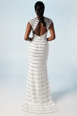 Coast Robe de Mariée à Manches Courtes avec Détails de Gemmes Incrustées<Femme Robes|Robes Longues