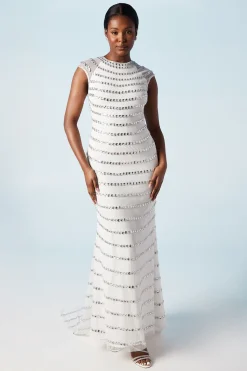 Coast Robe de Mariée à Manches Courtes avec Détails de Gemmes Incrustées<Femme Robes|Robes Longues