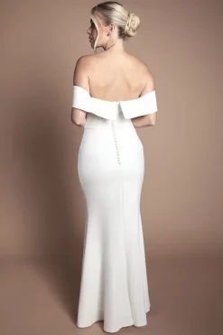 Robe De Mariée Maxi Bardot En Ponte Petite Taille
