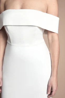 Robe De Mariée Maxi Bardot En Ponte Petite Taille