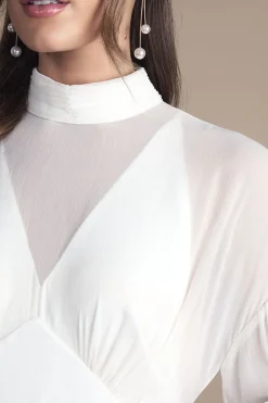 Robe de Mariée Maxi Bohème à Manches Longues avec Superposition de Mousseline