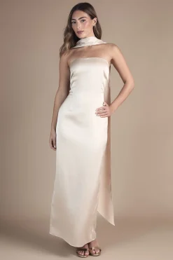 Oasis Robe de Mariée Maxi Bustier en Satin avec Écharpe<Femme Robes Demoiselles D'Honneur|Satin Et Dentelle