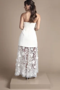 Robe de Mariée Maxi à Bustier Structuré avec Jupe en Dentelle