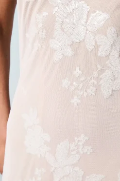 Robe de Mariée Maxi Caraco à Col V en Maille Ornée
