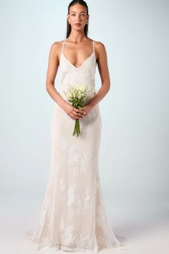 Robe de Mariée Maxi Caraco à Col V en Maille Ornée