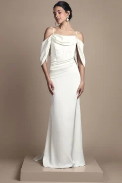 Coast Robe de Mariée Maxi en Satin Drapé avec Décolleté Bénitier et Bustier<Femme Robes Corset|Satin Et Dentelle