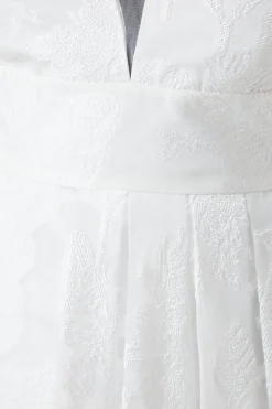 Robe de Mariée Maxi Grande Taille à Décolleté Plongeant en Organza Jacquard Cascade