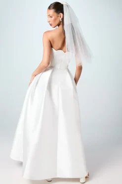 Robe de Mariée Maxi Sans Bretelles à Encolure Festonnée