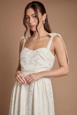 Robe De Mariée Maxi Sans Manches À Bretelles Nouées En Jacquard