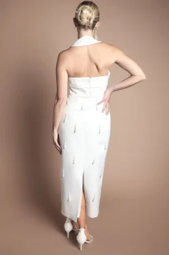 Coast Robe De Mariée Midi En Satin Avec Col Halter Et Perle Petite Taille<Femme Satin Et Dentelle|Robes