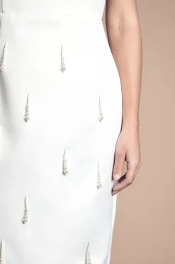 Coast Robe De Mariée Midi En Satin Avec Col Halter Et Perle Petite Taille<Femme Satin Et Dentelle|Robes