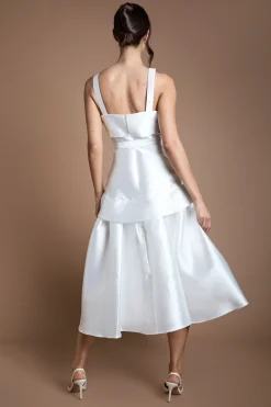 Coast Robe De Mariée Midi Lisa Beige En Sergé Volumineuse Avec Ceinture<Femme Toutes Les Robes|Robes Mi-Longues