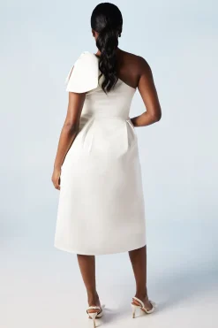 Robe de Mariée Mi-Longue Asymétrique avec Nœud Statement