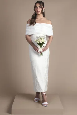 Coast Robe de Mariée Mi-Longue Colonne Lisa Tan Bandeau Jacquard<Femme Robes|Robes Longues