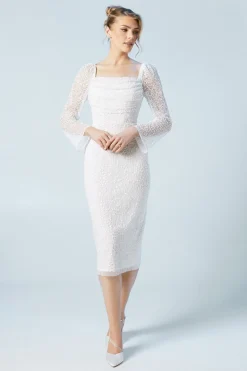 Coast Robe de Mariée Mi-Longue Colonne à Sequins et Manches Évasées<Femme Toutes Les Robes|Robes Mi-Longues