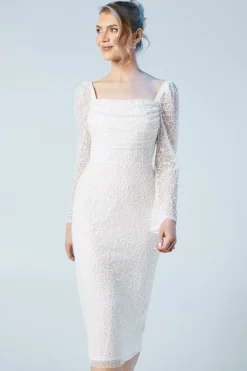 Coast Robe de Mariée Mi-Longue Colonne à Sequins et Manches Évasées<Femme Toutes Les Robes|Robes Mi-Longues