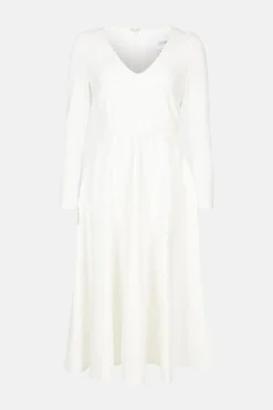 Robe de Mariée Mi-Longue Col V à Jupe Évasée
