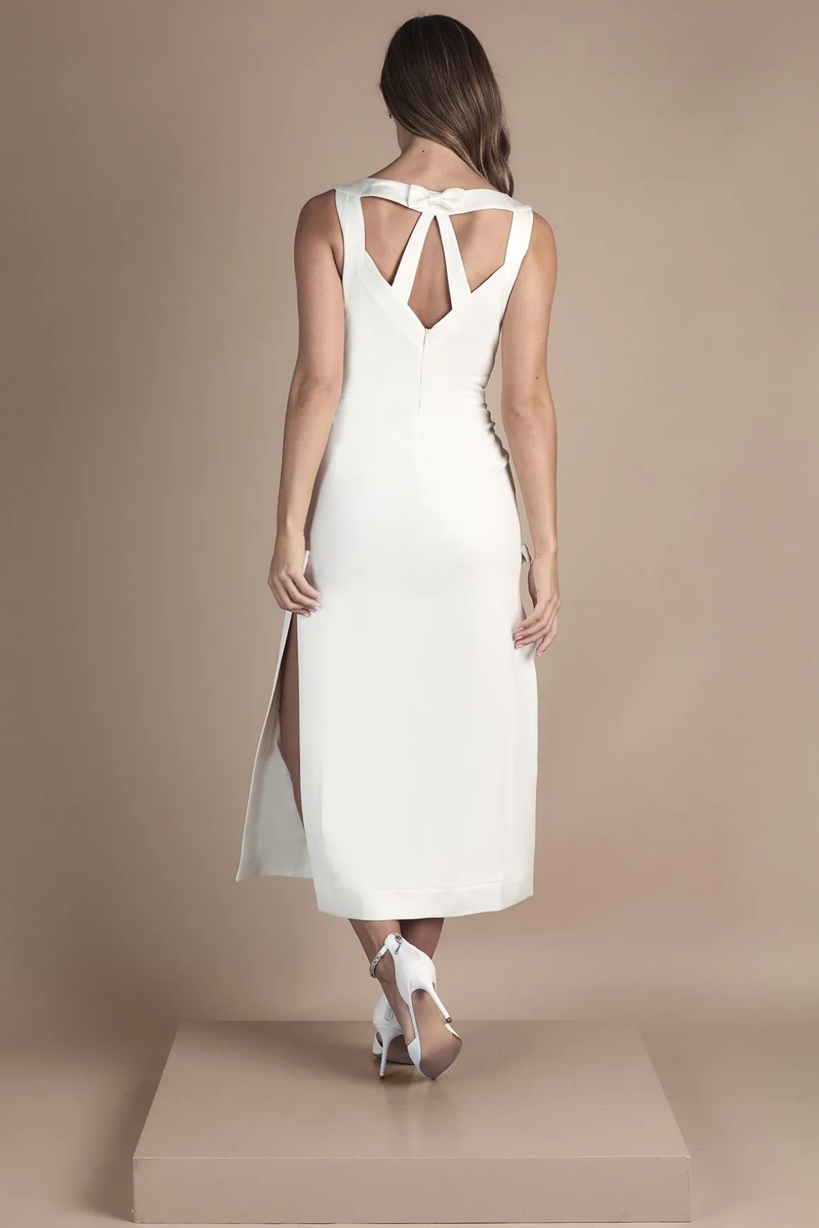 Robe de Mariée Mi-Longue à Encolure Bateau