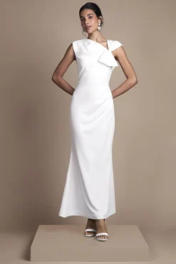 Coast Robe de Mariée Mi-Longue en Crêpe à Encolure Asymétrique avec Détail Nœud<Femme Robes|Robes Mi-Longues