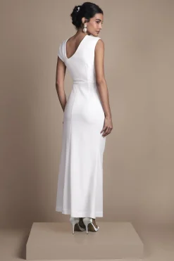 Coast Robe de Mariée Mi-Longue en Crêpe à Encolure Asymétrique avec Détail Nœud<Femme Robes|Robes Mi-Longues